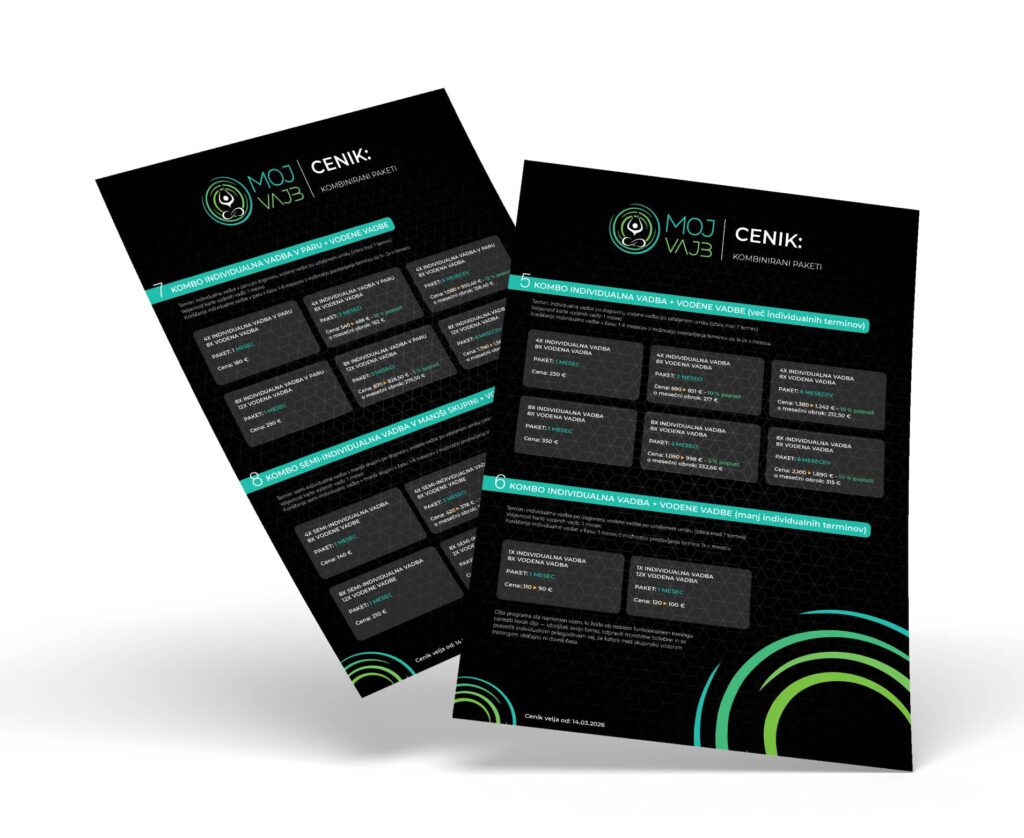 VADBENI CENTER MOJ VAJB - cenik storitev